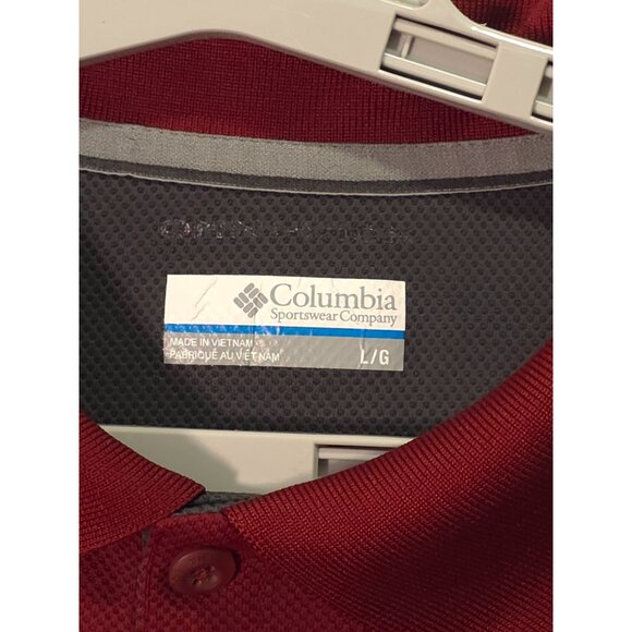 Columbia Sportswear Men's Polo Shirt L/G Red Polyester Short Sleeve Burgundy - Picture 3 of 6